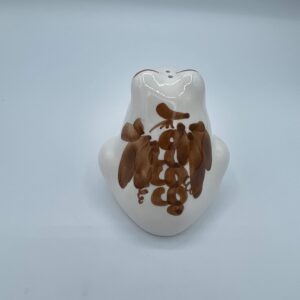 Saliera in ceramica dipinta a mano a forma di rana con disegni romagnoli colore ruggine