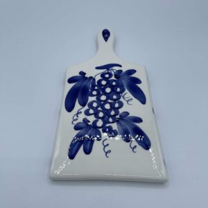 Tagliere per Formaggi e salumi o sottopentola in Ceramica Dipinto a Mano con Disegni Romagnoli Blu