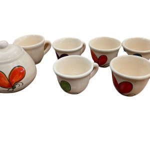 Set da caffè per 6 persone in ceramica fatto e dipinto a mano con riproduzioni di T. Guerra