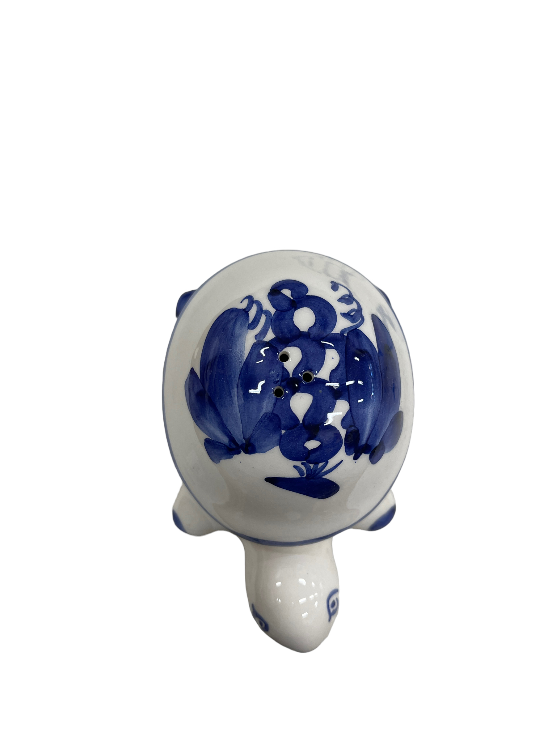 Amarcord la Romagna Saliera in ceramica fatta e dipinta a mano a forma di Tartaruga con disegni romagnoli blu