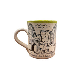 Amarcord La Romagna Tazza Mug con manico in Ceramica Souvenir Rimini Decoro Verde