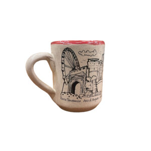 Amarcord La Romagna Tazza Mug con manico in Ceramica Souvenir Rimini Decoro Rosso