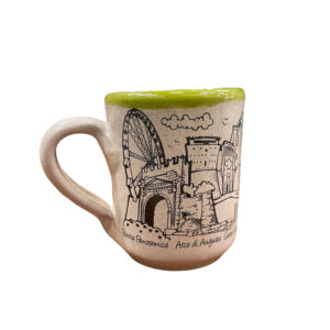 Amarcord La Romagna Tazza Mug con manico in Ceramica Souvenir Rimini Decoro Verde