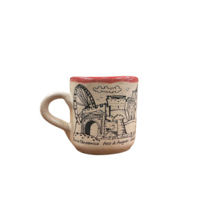 Amarcord La Romagna Tazza Mug con manico in Ceramica Souvenir Rimini Decoro Rosso